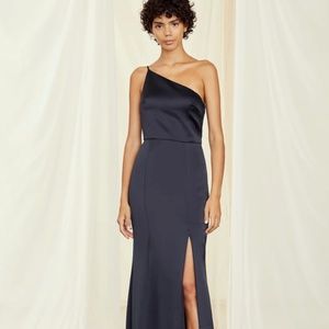 Amsale Kaia Satin Gown Dress - Navy Size 0 - NWT GB132S